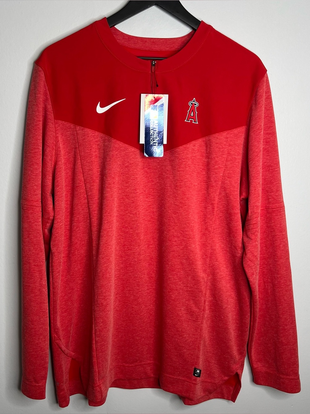 Anaheim Angels Game Time Performance 1/4 Zip Mens Large Red Nike Authentic Colle